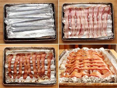 Hoe bacon in de oven koken met aluminiumfolie?